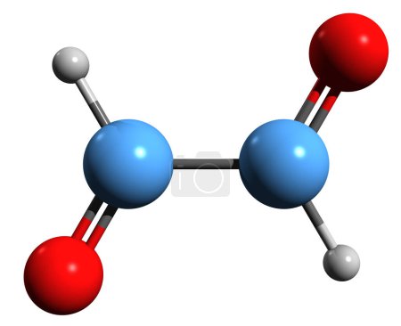 Foto de Imagen 3D de la fórmula esquelética de Glyoxal - estructura química molecular del Glyoxaldehído aislado sobre fondo blanco - Imagen libre de derechos