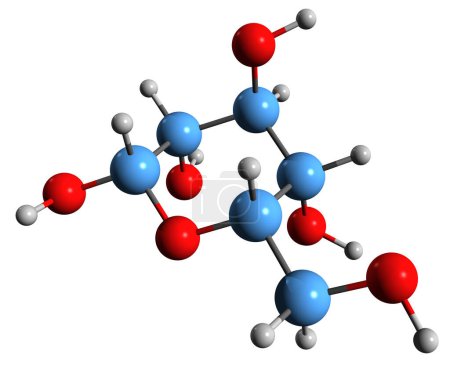 Photo for 3D image of Glucose skeletal formula - molecular chemical structure of  monosaccharide Dextrose isolated on white background - Royalty Free Image