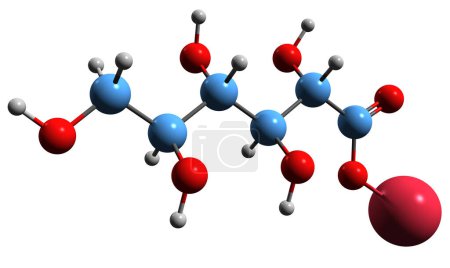 Photo for 3D image of Sodium gluconate skeletal formula - molecular chemical structure of  isolated on white background - Royalty Free Image
