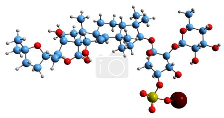 Téléchargez les photos : Image 3D de la formule squelettique de l'holothurine B - structure chimique moléculaire du glycoside de triterpène isolé sur fond blanc - en image libre de droit