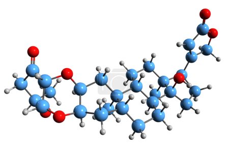 Foto de Imagen 3D de la fórmula esquelética de gomfozida - estructura química molecular de cardenolide aislado sobre fondo blanco - Imagen libre de derechos