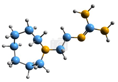 Téléchargez les photos : Image 3D de la formule squelettique de la guanéthidine - structure chimique moléculaire du médicament antihypertenseur isolé sur fond blanc - en image libre de droit
