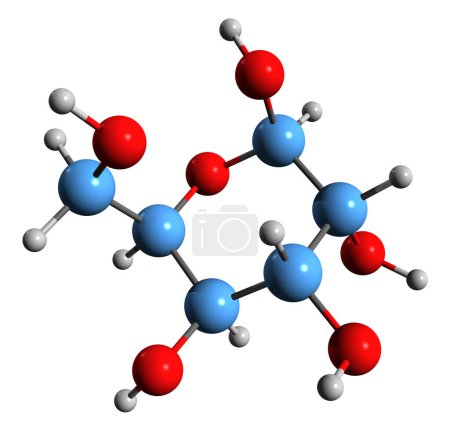 Photo for 3D image of Gulose skeletal formula - molecular chemical structure of  aldohexose sugar isolated on white background - Royalty Free Image