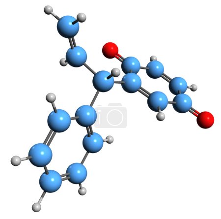 Foto de Imagen 3D de la fórmula esquelética dalbergion - estructura química molecular del biflavonoide aislado sobre fondo blanco - Imagen libre de derechos