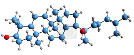 Téléchargez les photos : Image 3D de la formule squelettique Dammarandiol - structure chimique moléculaire de la saponine triterpénoïde isolée sur fond blanc - en image libre de droit