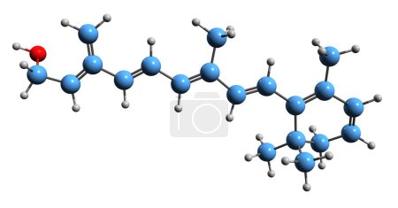 Photo for 3D image of Dehydroretinal skeletal formula - molecular chemical structure of  vitamin A2 isolated on white background - Royalty Free Image
