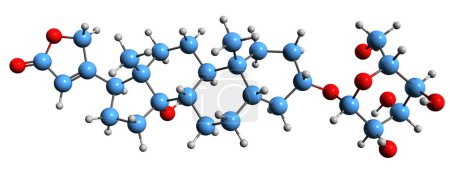Téléchargez les photos : Image 3D de la formule squelettique desglucouzarine - structure chimique moléculaire du cardénolide isolé sur fond blanc - en image libre de droit