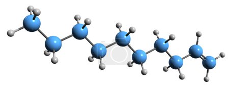 Téléchargez les photos : Image 3D de la formule squelettique décène - structure chimique moléculaire de l'alpha oléfine C10 isolée sur fond blanc - en image libre de droit