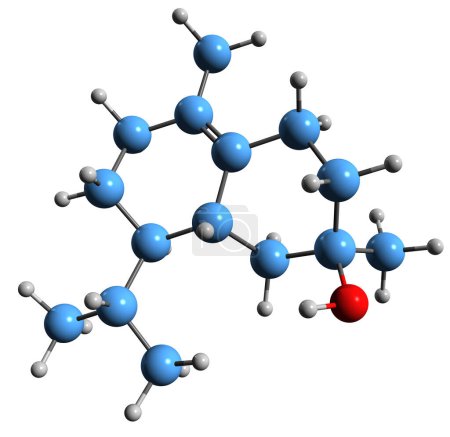 Téléchargez les photos : Image 3D de la formule squelettique delta-Cadinol - structure chimique moléculaire de l'alcool sesquiterpénoïde isolé sur fond blanc - en image libre de droit