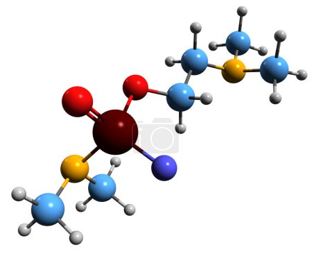 Foto de Imagen 3D de la fórmula esquelética del agente nervioso GV: estructura química molecular del agente nervioso organofosforado aislado sobre fondo blanco - Imagen libre de derechos