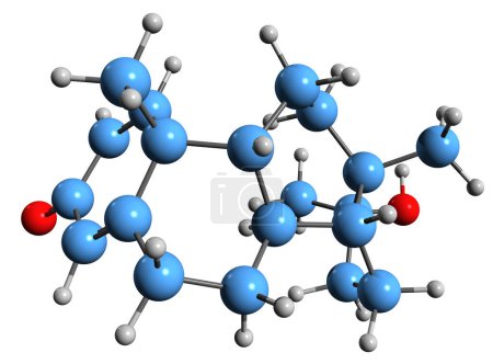 Téléchargez les photos : Image 3D de la formule squelettique de Metandienone - structure chimique moléculaire de methandrostenolone isolé sur fond blanc - en image libre de droit