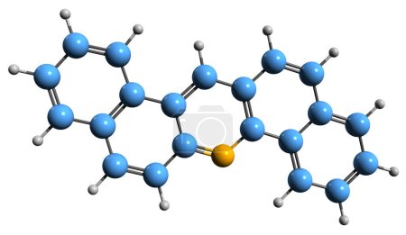 Foto de Imagen 3D de la fórmula esquelética de Dibenzacridina: estructura química molecular de un compuesto aromático heterocíclico aislado sobre fondo blanco - Imagen libre de derechos