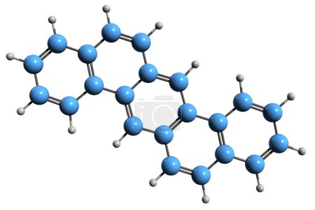 Foto de Imagen 3D de la fórmula esquelética del dibenzantraceno: estructura química molecular del hidrocarburo aromático policíclico aislado sobre fondo blanco - Imagen libre de derechos
