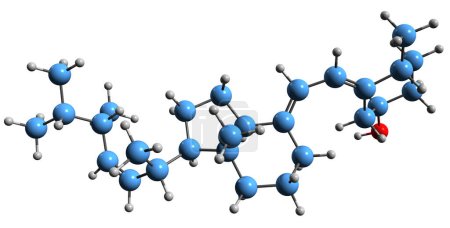 Téléchargez les photos : Image 3D de la formule squelettique du dihydrotachystérol - structure chimique moléculaire de l'analogue synthétique de la vitamine D isolé sur fond blanc - en image libre de droit