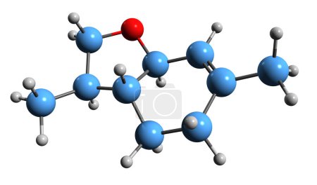 Foto de Imagen 3D de la fórmula esquelética del éter de eneldo - estructura química molecular de Anethofuran aislada sobre fondo blanco - Imagen libre de derechos