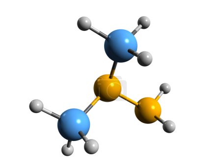 Foto de Imagen 3D de la fórmula esquelética asimétrica de dimetilhidracina - estructura química molecular del propulsor cohete Dimazina aislada sobre fondo blanco - Imagen libre de derechos