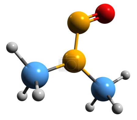 Foto de Imagen 3D de la fórmula esquelética N-Nitrosodimetilamina - estructura química molecular de la dimetilnitrosamina aislada sobre fondo blanco - Imagen libre de derechos
