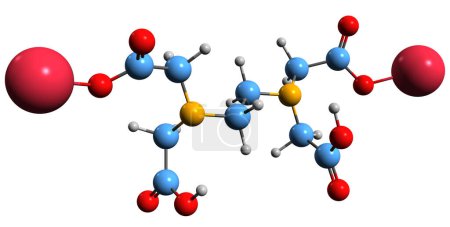 Foto de Imagen 3D de la fórmula esquelética de sal disódica EDTA: estructura química molecular del agente quelante aislado sobre fondo blanco - Imagen libre de derechos