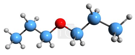 Téléchargez les photos : Image 3D de la formule squelettique de l'éther di-n-propylique - structure chimique moléculaire du 1-propoxypropane isolé sur fond blanc - en image libre de droit