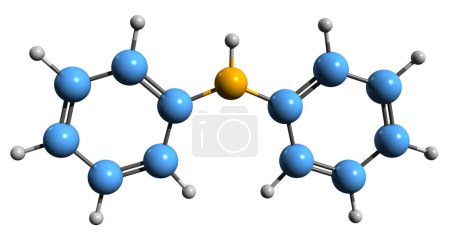 Téléchargez les photos : Image 3D de la formule squelettique de la diphénylamine - structure chimique moléculaire du diphénylazane isolé sur fond blanc - en image libre de droit