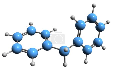 Téléchargez les photos : Image 3D de la formule squelettique du diphénylméthane - structure chimique moléculaire du benzylbenzène isolé sur fond blanc - en image libre de droit