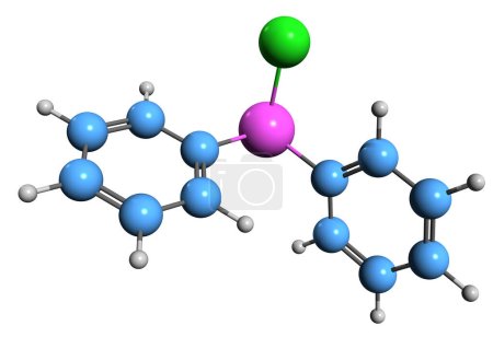 Photo for 3D image of Diphenylchlorarsine skeletal formula - molecular chemical structure of  organoarsenic compound isolated on white background - Royalty Free Image