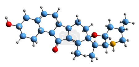 Foto de Imagen 3D de la fórmula esquelética de Jervine - estructura química molecular del alcaloide esteroideo aislado sobre fondo blanco - Imagen libre de derechos