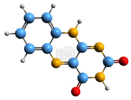Foto de Imagen 3D de la fórmula esquelética de isoalloxantina - estructura química molecular del compuesto heterocíclico de pteridina aislado sobre fondo blanco - Imagen libre de derechos