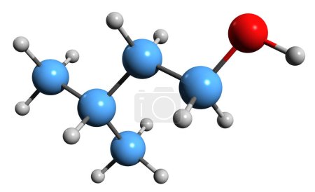 Photo for 3D image of Isoamyl alcohol skeletal formula - molecular chemical structure of 3-Methyl-1-butanol isolated on white background - Royalty Free Image
