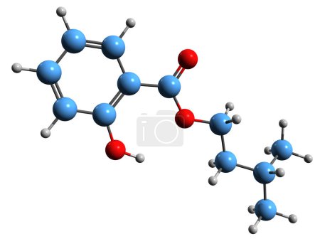 Photo for 3D image of Isoamyl salicylate skeletal formula - molecular chemical structure of benzoate ester isolated on white background - Royalty Free Image
