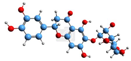 Téléchargez les photos : Image 3D de la formule squelettique isoorientine - structure chimique moléculaire de l'homoorientine flavone isolée sur fond blanc - en image libre de droit