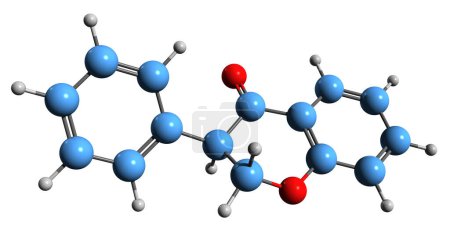 Photo for 3D image of Isoflavanone skeletal formula - molecular chemical structure of 3-phenylchroman-4-one isolated on white background - Royalty Free Image