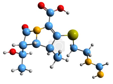 Téléchargez les photos : Image 3D de la formule squelettique d'Imipenem - structure chimique moléculaire de l'antibiotique bêta-lactame isolé sur fond blanc - en image libre de droit