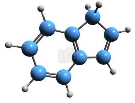 Foto de Imagen 3D de la fórmula esquelética de Indene - estructura química molecular del benzociclopentadieno aislado sobre fondo blanco - Imagen libre de derechos