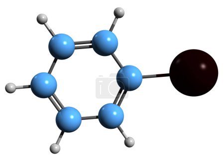 Foto de Imagen 3D de la fórmula esquelética de iodobenceno: estructura química molecular del yoduro de fenilo aislado sobre fondo blanco - Imagen libre de derechos