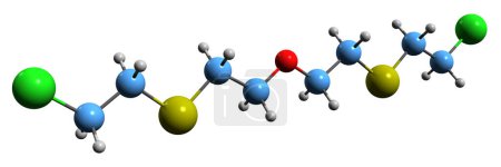 Foto de Imagen 3D de la fórmula esquelética de O-Mustard: estructura química molecular del arma química vesicante aislada sobre fondo blanco - Imagen libre de derechos