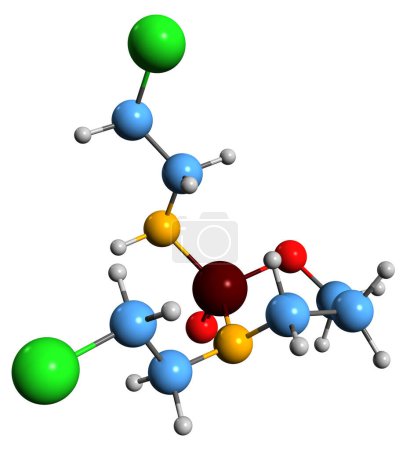 Téléchargez les photos : Image 3D de la formule squelettique de l'ifosfamide - structure chimique moléculaire du médicament de chimiothérapie isolé sur fond blanc - en image libre de droit