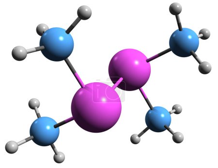 Foto de Imagen 3D de la fórmula esquelética de Cacodyl - estructura química molecular del compuesto organoarsénico aislado sobre fondo blanco - Imagen libre de derechos