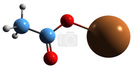 Foto de Imagen 3D de la fórmula esquelética del acetato de potasio: estructura química molecular de la sal de potasio del ácido acético aislada sobre fondo blanco - Imagen libre de derechos