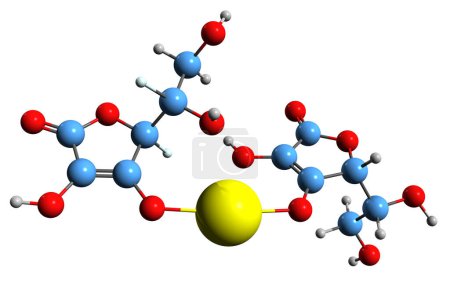 Foto de Imagen 3D de la fórmula esquelética de isoascorbato de calcio - estructura química molecular del aditivo alimentario 318 aislado sobre fondo blanco - Imagen libre de derechos