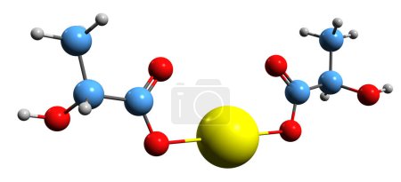 Foto de Imagen 3D de la fórmula esquelética de lactato de calcio - estructura química molecular del aditivo alimentario 327 aislado sobre fondo blanco - Imagen libre de derechos