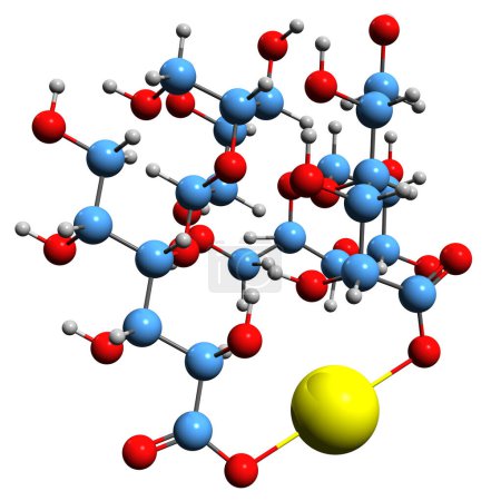 Foto de Imagen 3D de la fórmula esquelética del lactobionato de calcio - estructura química molecular del ácido lactobiónico sal cálcica aislada sobre fondo blanco - Imagen libre de derechos