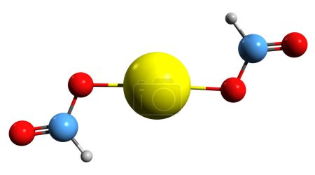 Foto de Imagen 3D de fórmula esquelética de formiato cálcico: estructura química molecular de la sal cálcica del ácido fórmico aislada sobre fondo blanco - Imagen libre de derechos
