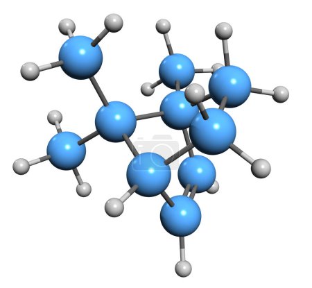 Téléchargez les photos : Image 3D de la formule squelettique du camphène - structure chimique moléculaire du monoterpène bicyclique isolé sur fond blanc - en image libre de droit