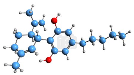 Foto de Imagen 3D de la fórmula esquelética de Cannabidiol: estructura química molecular del fitocannabinoide aislado sobre fondo blanco - Imagen libre de derechos