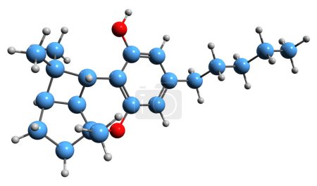 Foto de Imagen 3D de la fórmula esquelética de Cannabiciclol - estructura química molecular del cannabinoide no psicoactivo CBL aislado sobre fondo blanco - Imagen libre de derechos