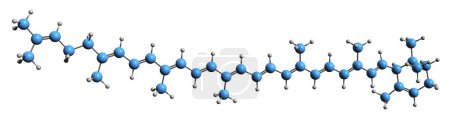 Foto de Imagen 3D de la fórmula esquelética delta-caroteno - estructura química molecular de la carotina de pigmento fotosintético aislada sobre fondo blanco - Imagen libre de derechos