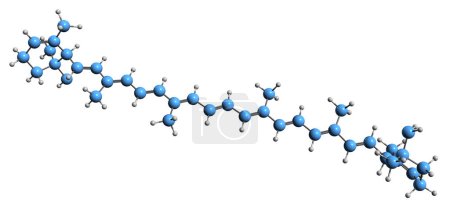 Foto de Imagen 3D de la fórmula esquelética epsilon-Caroteno - estructura química molecular de la carotina de pigmento fotosintético aislada sobre fondo blanco - Imagen libre de derechos