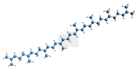 Foto de Imagen 3D de la fórmula esquelética del zeta-caroteno - estructura química molecular de la carotina de pigmento fotosintético aislada sobre fondo blanco - Imagen libre de derechos