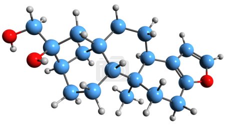Foto de Imagen 3D de la fórmula esquelética de Cafestol - estructura química molecular de los granos de café diterpenoide aislado sobre fondo blanco - Imagen libre de derechos